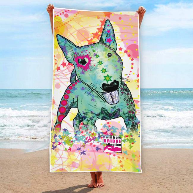 Preview: Badehandtuch Paul– Popart-Hundemotiv, 75x165 cm, 100 % Polyester, weich & schnelltrocknend